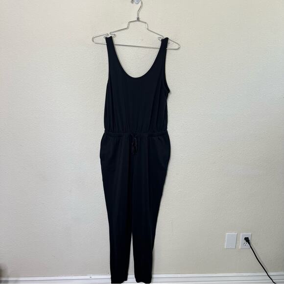 Girlfriend Collective Black Stretch Jersey Jumpsuit Scoop Neck Sleeveless Size M - Picture 3 of 6